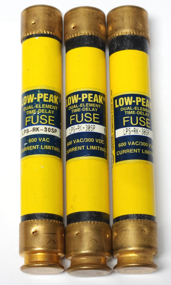 LOT OF 3 COOPER BUSSMANN LPS RK 30SP 30 AMP 600 VAC 300 VDC Low PEAK FUSE