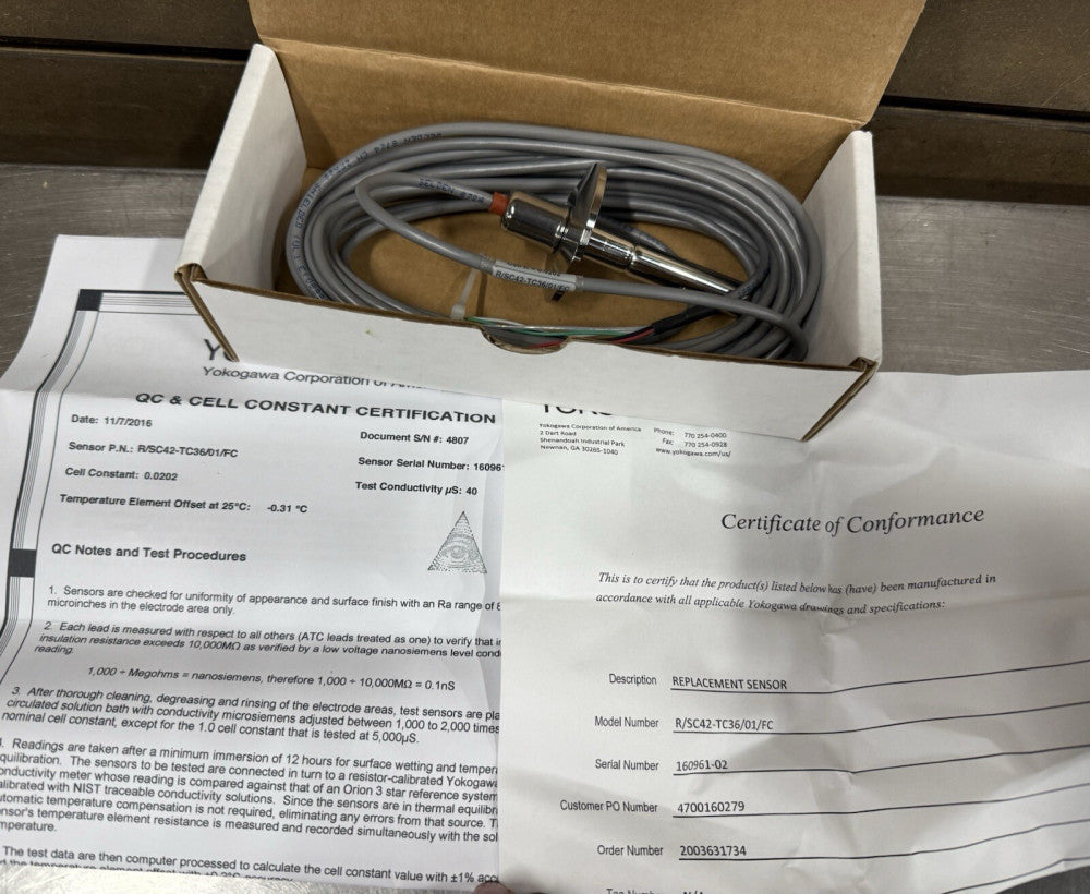 Yokogawa R/SC42-TC36/01 Conductivity Sensor - 1" Tri Clover - New