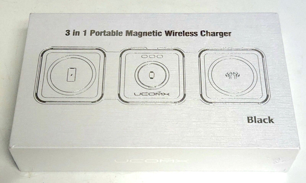 UCOMX W-312 3 In One Wireless Charger Station IPhone Apple Watch Airpods BLACK