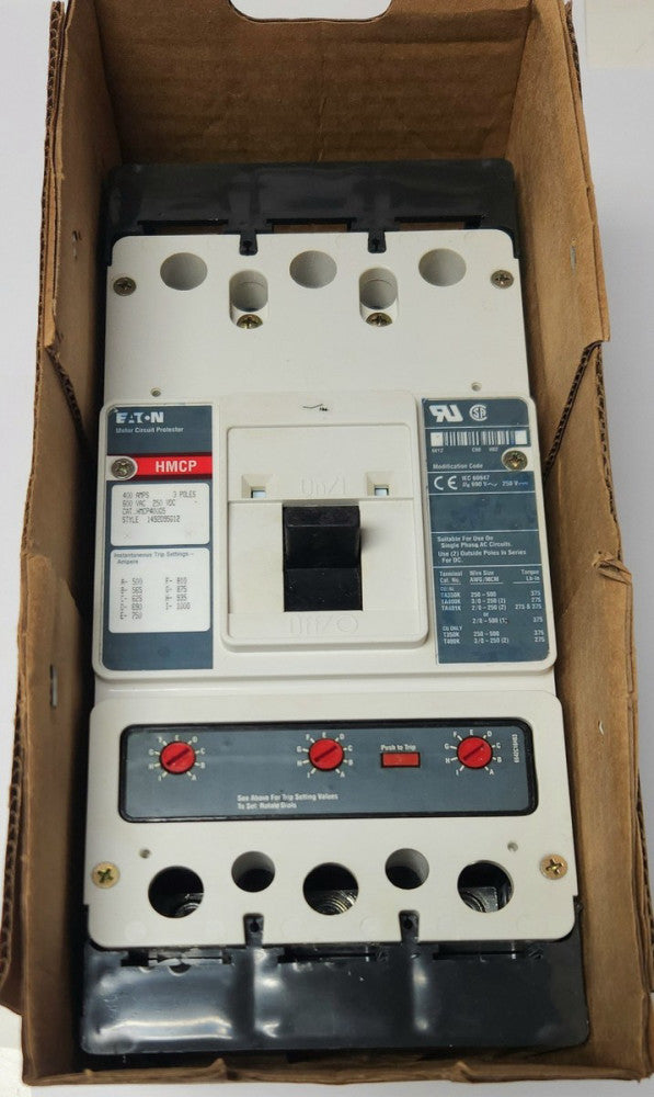 EATON CUTLER HAMMER HMCP400D5 400 AMP Type HMCP Motor Circuit Protector 500-1000