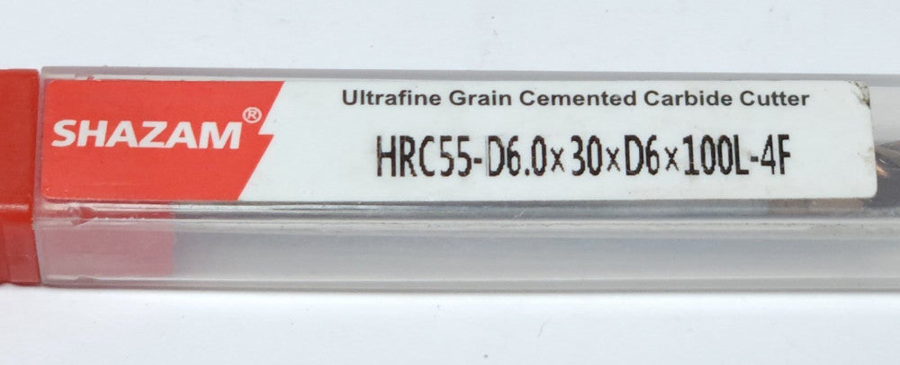 SHAZAM HRC35 D6.0X30D6X100L 4F 4 Flute UltraFine Grain Cemented Carbine Cutter