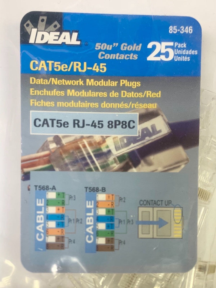 Package of 25 Ideal 85-346 CAT5e RJ-45 8P8C Modular PIV5 CAT5e/RJ-45 