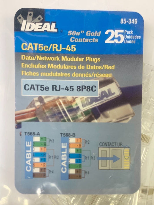 Package of 25 Ideal 85-346 CAT5e RJ-45 8P8C Modular PIV5 CAT5e/RJ-45 