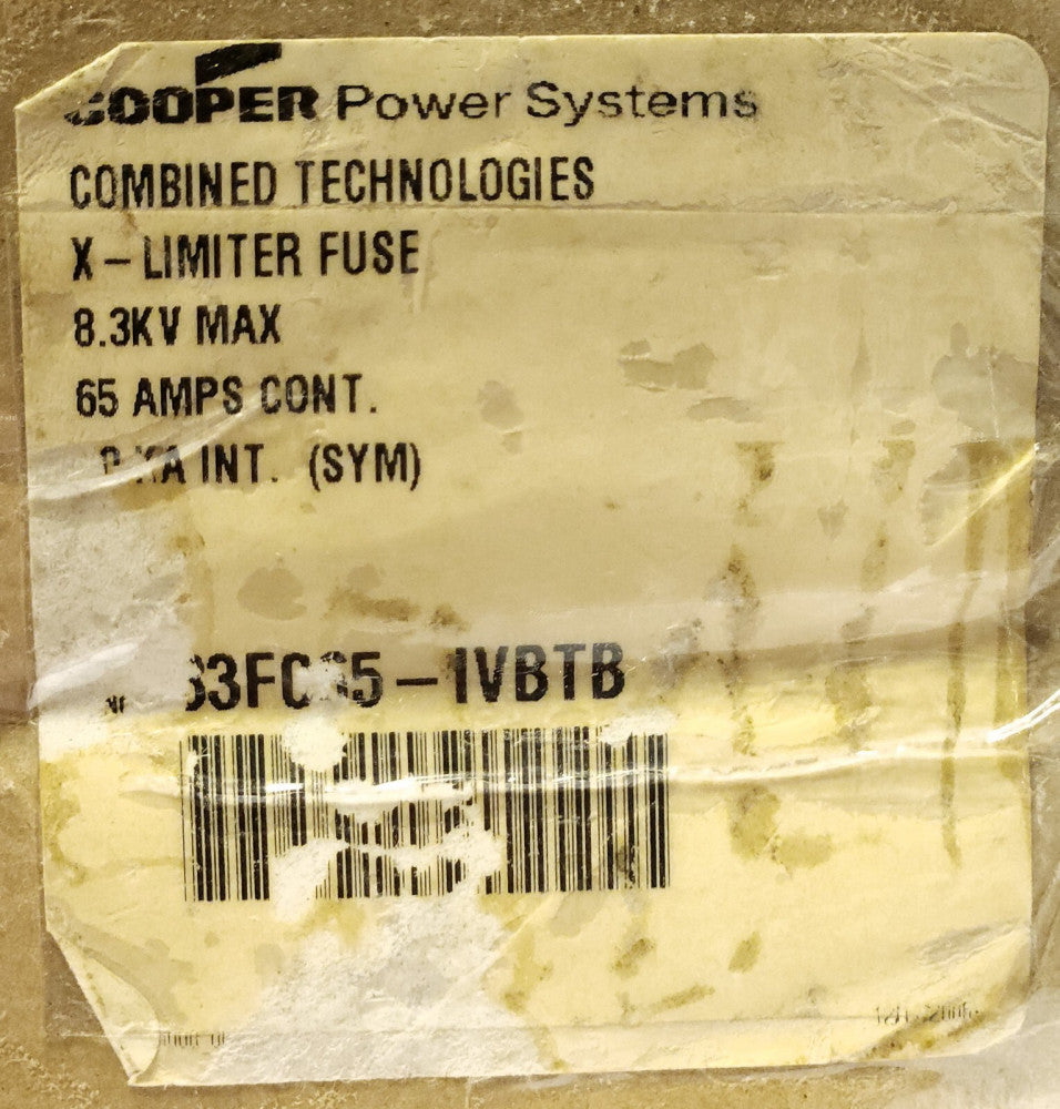 COOPER POWER 83F065 IVBTB 65 AMP Fuse 8.3KV 50KA Combined Technologies