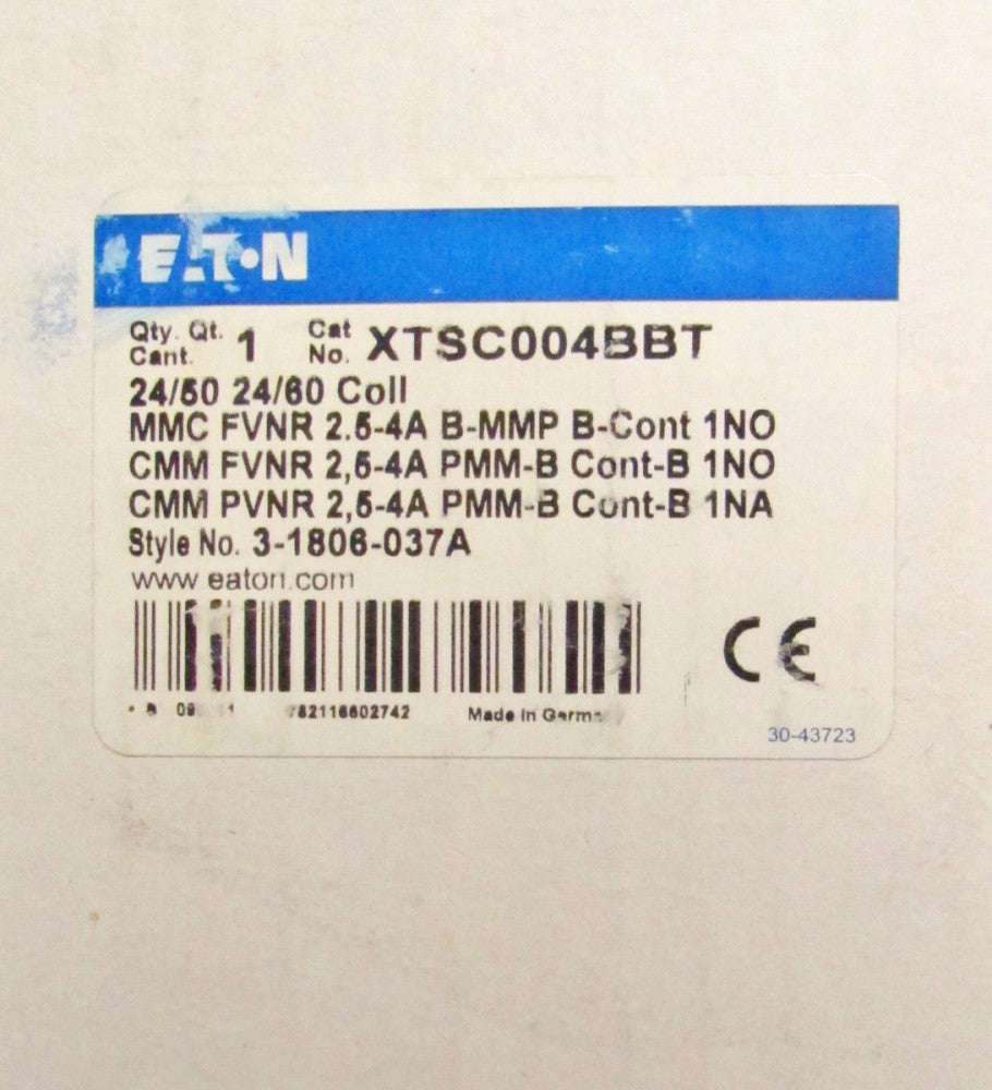 EATON CUTLER HAMMER FVNR MMC Manual Motor Controller 24V 2.5-4 Amp XTSC004BBT