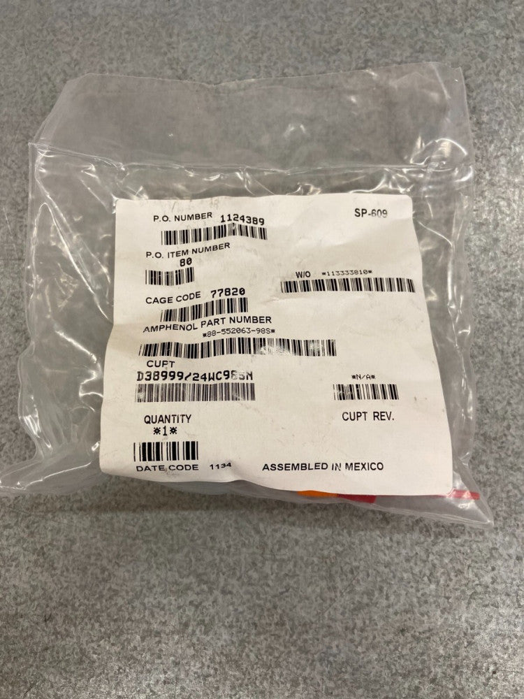 NEW, AMPHENOL, D38999/24WC98SN, CONN RCPT FMALE 10POS GOLD CRIMP