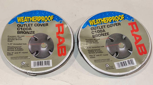 1 LOT OF 2 RAB WEATHERPROOF Outlet Cover C100A Bronze 1/2" Threaded Hole