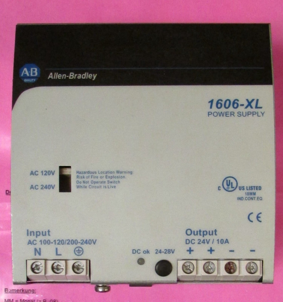 ALLEN BRADLEY 1606 XL240E Power Supply 1606-XL Input 100-240VAC 24-28VDC Output 