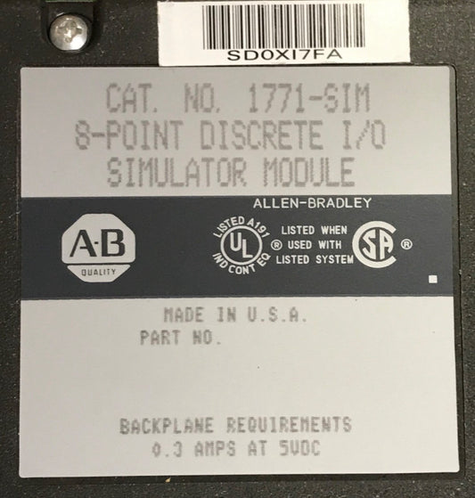 ALLEN BRADLEY 1771 SIM 8 Point Discrete Simulator Module 8-PT SIM