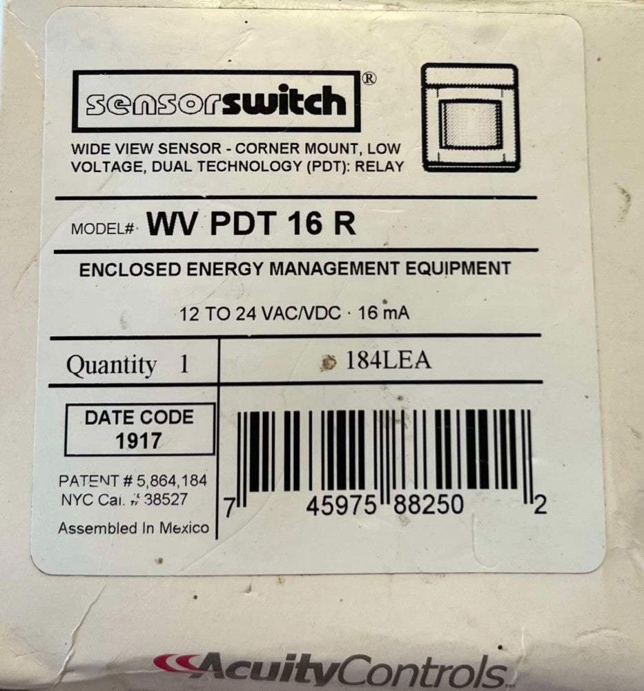 SENSOR SWITCH ACUITY CONTROLS WV PDT 16 R Wide View Sensor Corner Mount