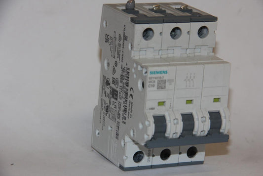 Siemens 5SY4310-7 3-Pole 10A 230/400V DIN Rail Mount Circuit Breaker