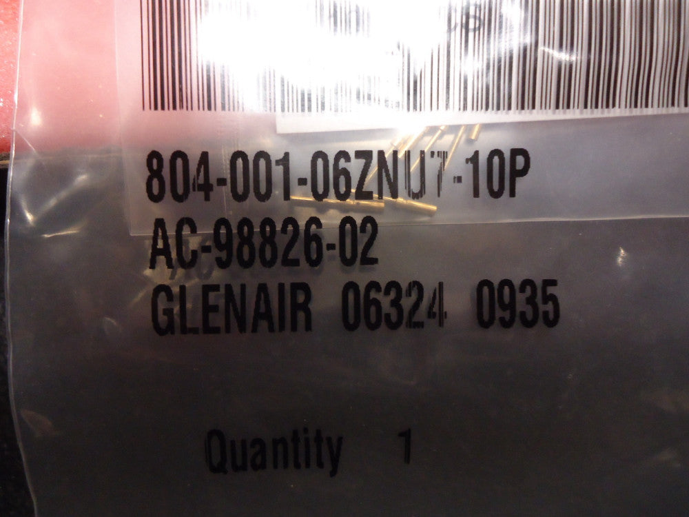 804-001-06ZNU7-10P Glenair Plug w/pin Al/Blk Zn-Ni finish 10-pin NEW!