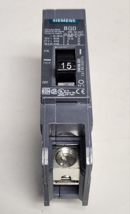 SIEMENS BQD115 Single Pole 15 AMP Type BQD Circuit Breaker