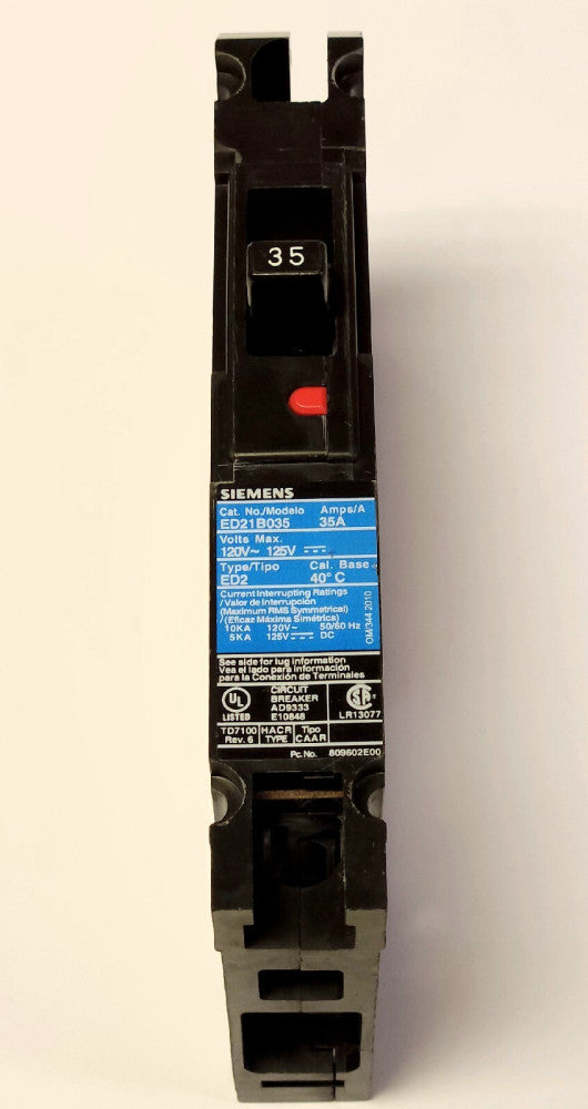SIEMENS ED21B035 Single Pole 35 AMP Type ED2 Circuit Breaker