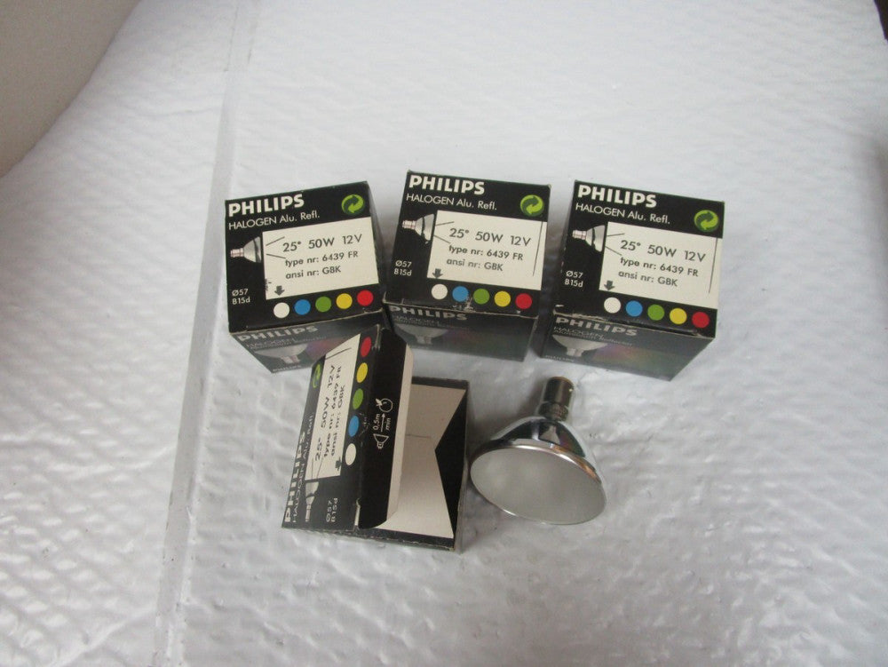 NEW LOT OF 4 PHILIPS HALOGEN ALUMINUM REFLECTOR 6439 FR 25° 50W WATT 12V VOLT