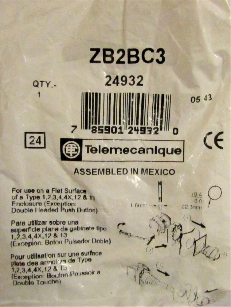 TELEMECANIQUE SCHNEIDER ELECTRIC ZB2BC3 Green Mushroom Head Momentary Pushbutton