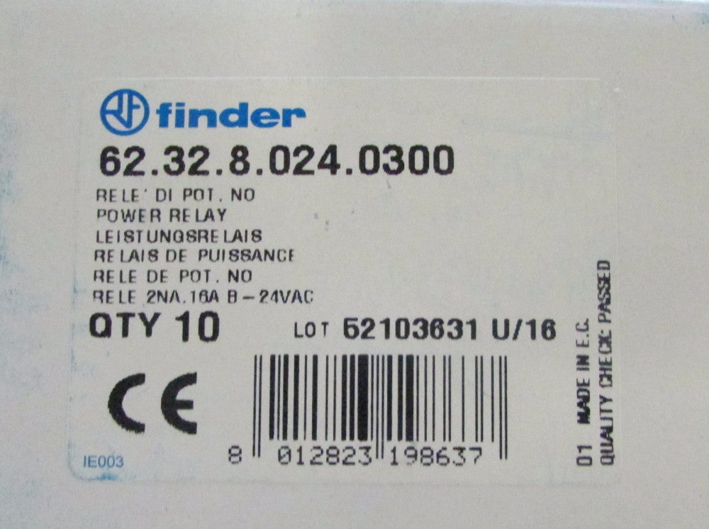 FINDER 62.32.8.024.0300 16 Amp 24 VAC Relay 62 32 8 024 0300 *PRICE PER EACH*