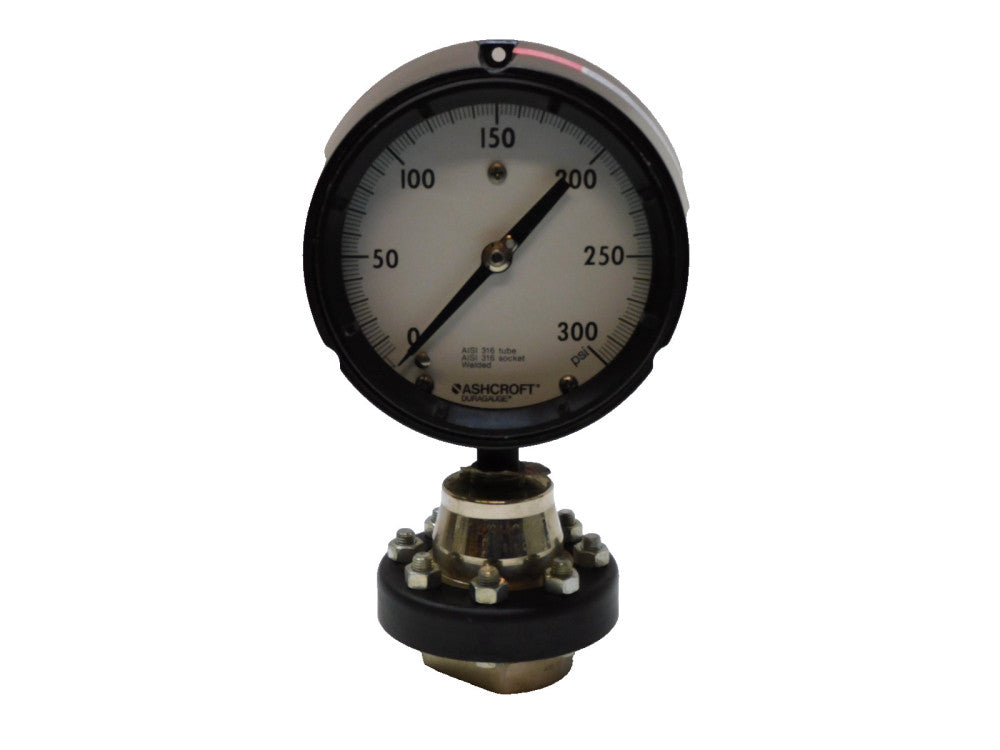 Ashcroft Duragauge 4-1/2" 300psi Gauge 316 Tube & Soc C12113 Q-586 1279SS 1/2"np