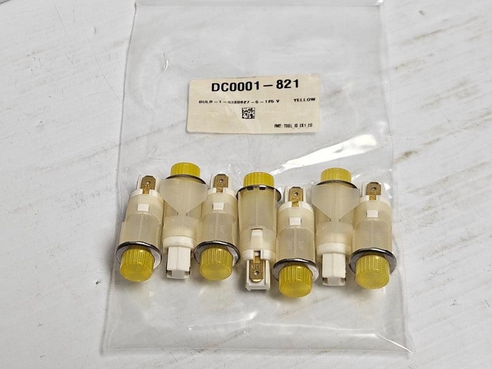 NEW LOT OF 7 NO NAME YELLOW PANEL INDICATOR LAMP LIGHT 0380627-5 125V