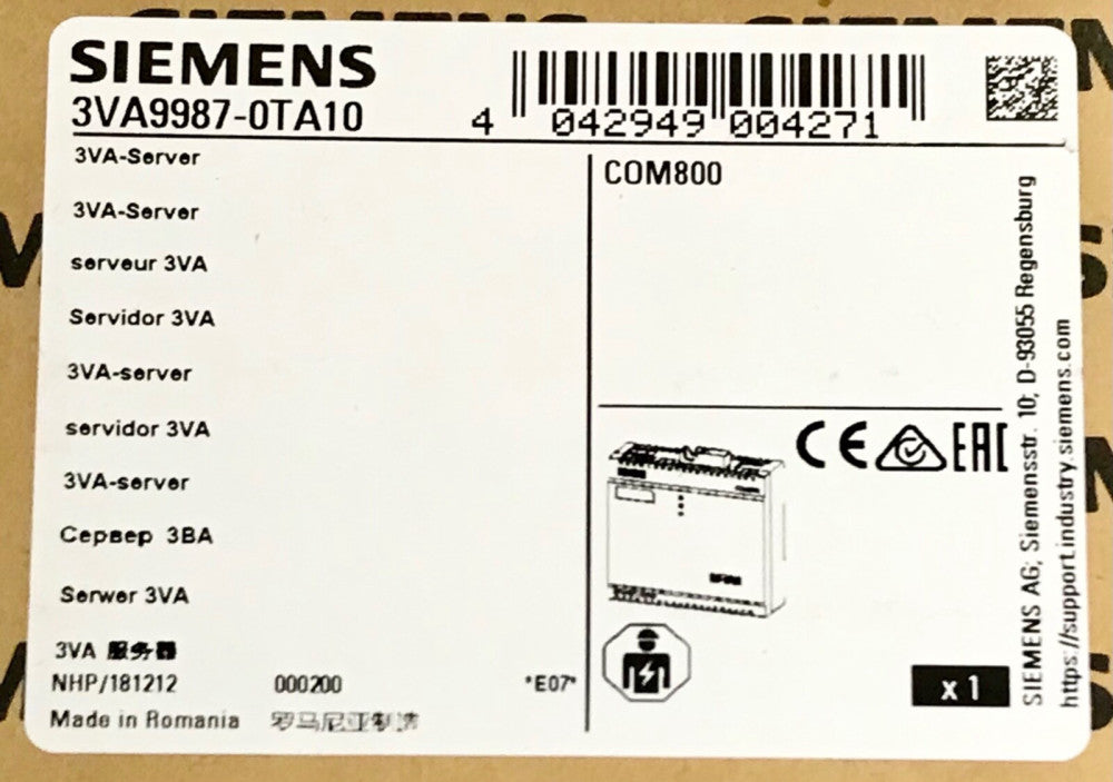 SIEMENS 3VA9987 OTA10 3VA Server Module COM800 24v 3ZW1012 0VA01 5EA0