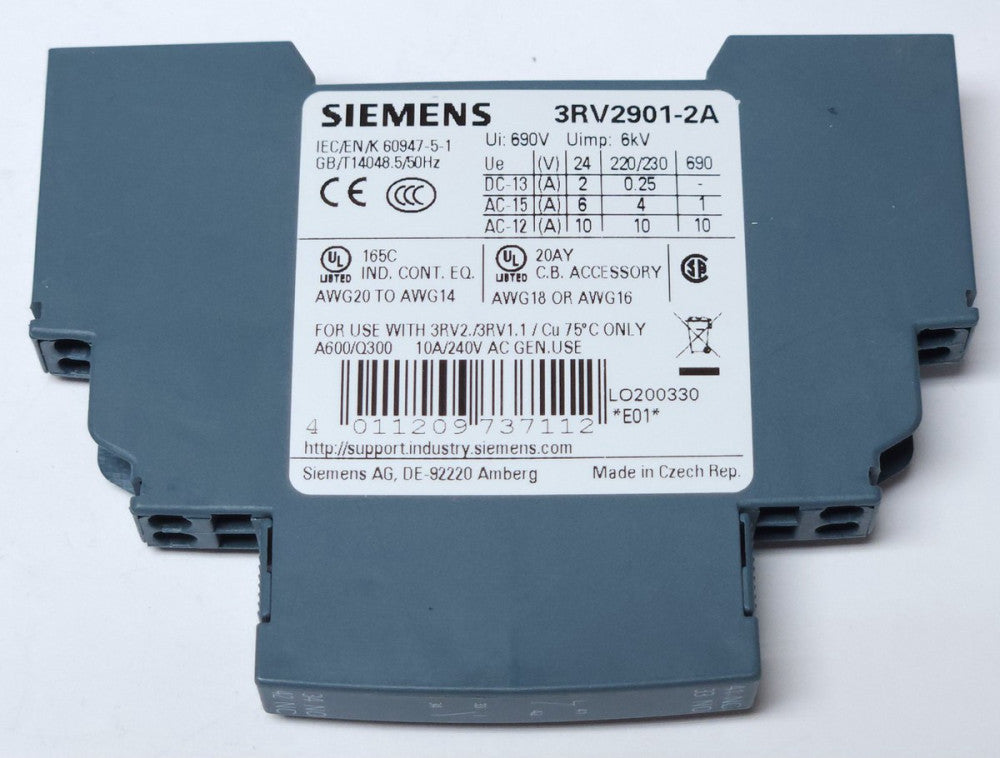 SIEMENS 3RV2901 2A Auxiliary Contact Switch 2 NO 2 NC