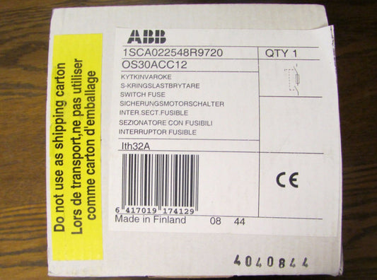 ABB OS30ACC12 Disconnect Switch 3 Pole 30 Amp 1SCA022548R9720 *ROUGH BOX*
