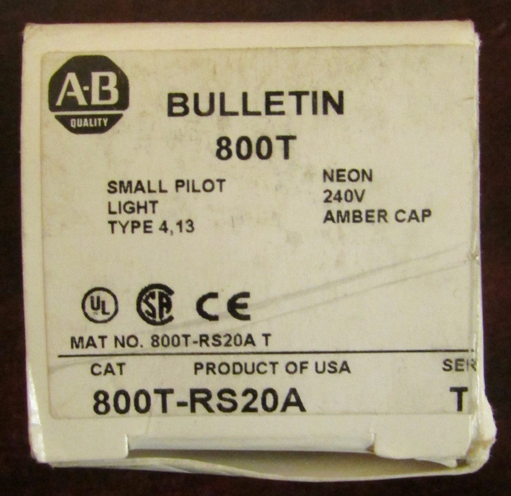 ALLEN BRADLEY Amber Lens Small  Neon Pilot Light 240V 800T RS20A