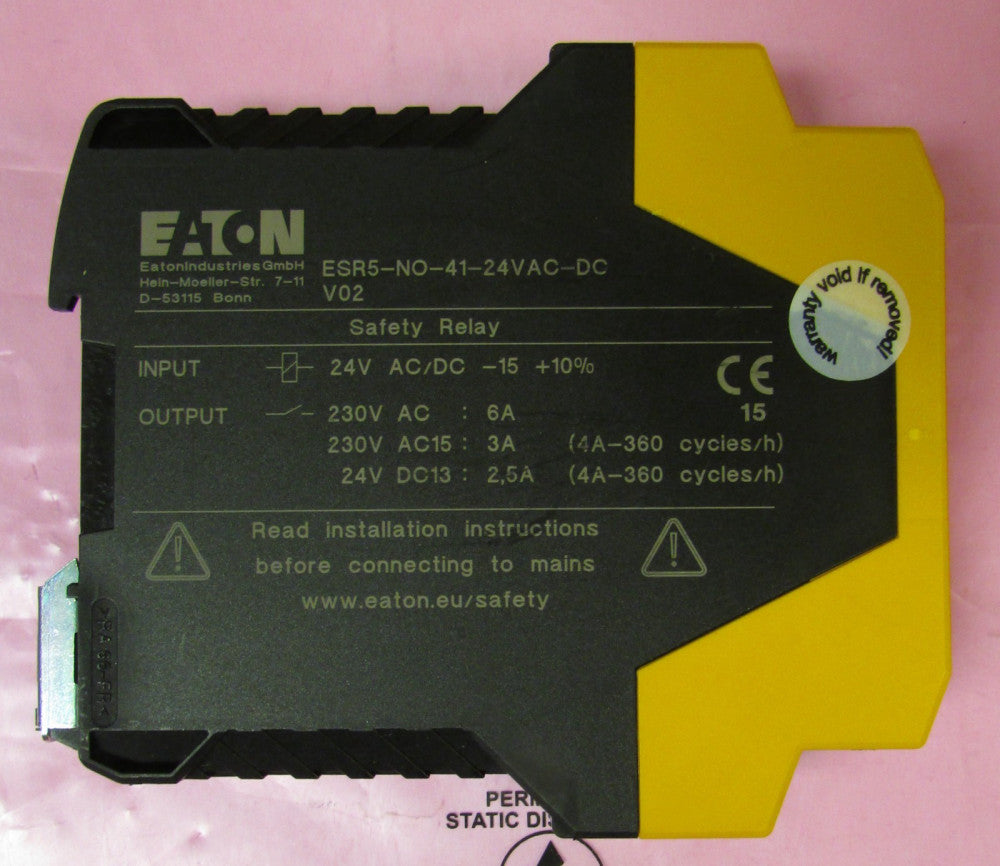 EATON MOELLER ESR5 N0 41 24VAC DC Safety Relay Emergency Stop Control Module