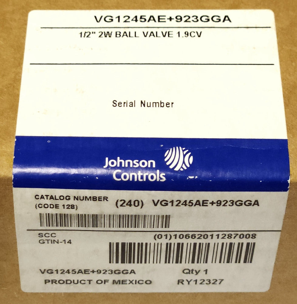 JOHNSON CONTROLS VG1245AE + 923GGA 1/2" 2W Ball Valve 1.9 CV VG1245AE