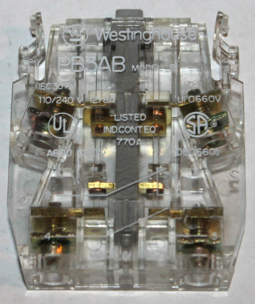 WESTINGHOUSE PB3AB 120V Push Button Contact Block NO NC Model B 6717C19G05