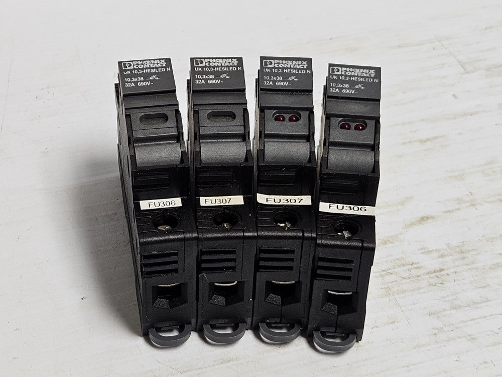 Lot of 4 Phoenix Contact Fuse Holder UK 10,3-HESILED N 10,3x38 32 A Amp 690V 1P