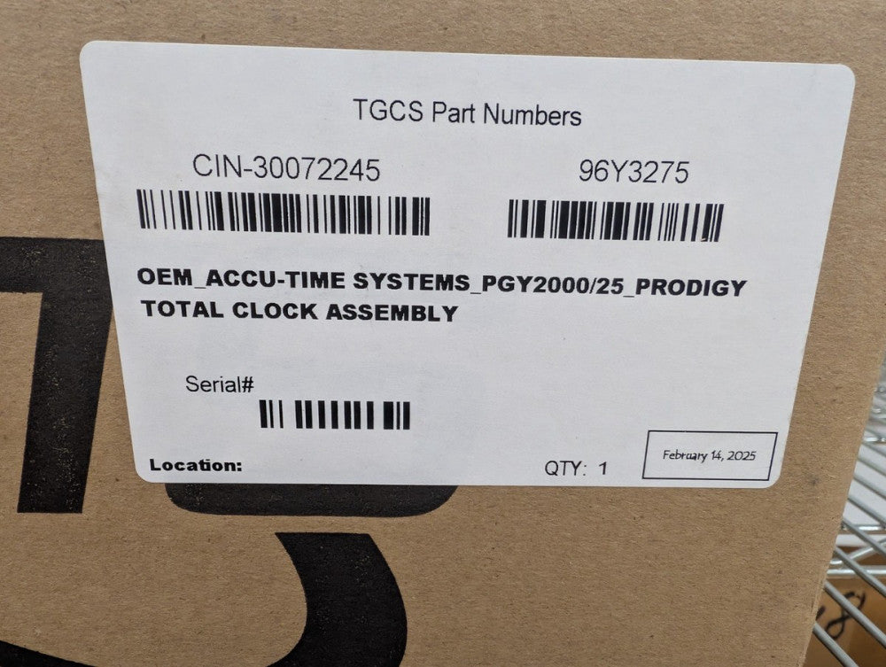 New, Accu-Time Systems, PGY2000/25, PRODIGY TOTAL CLOCK ASSEMBLY (96Y3275)