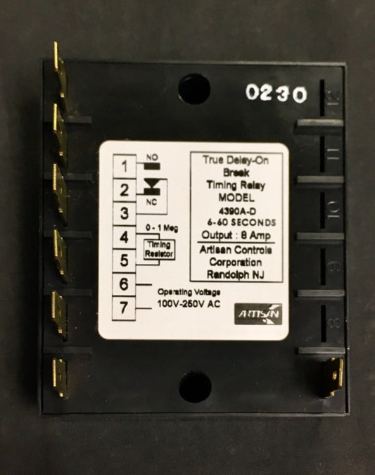 ARTISAN 4390A-D 6-60 Second Solid State Timing Relay Timer Module 100-25 VAC