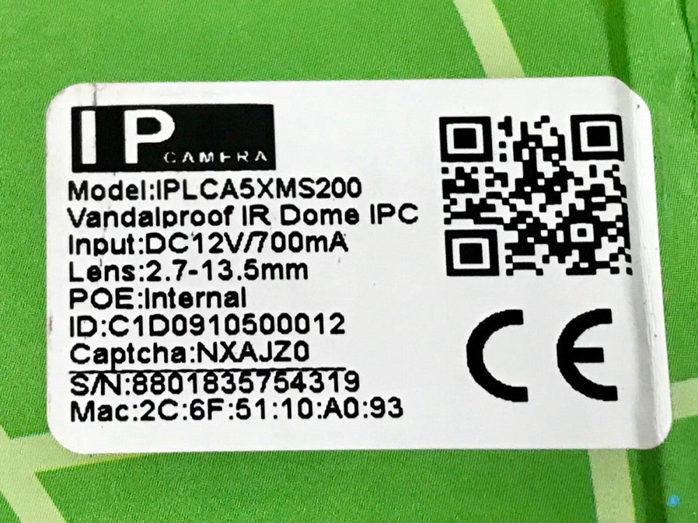 CANTONK IPLCA5XMS200 Vandalproof IR DOME IPC IP Camera CCTV Color