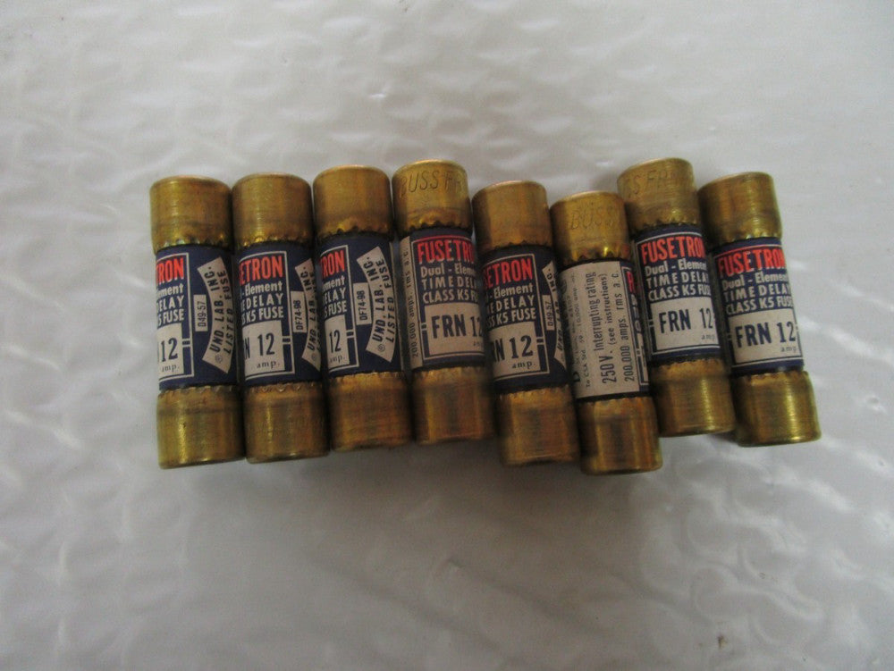 NEW LOT 8 BUSSMANN FUSTRON FUSE FRN 12 12A AMP 250Vac