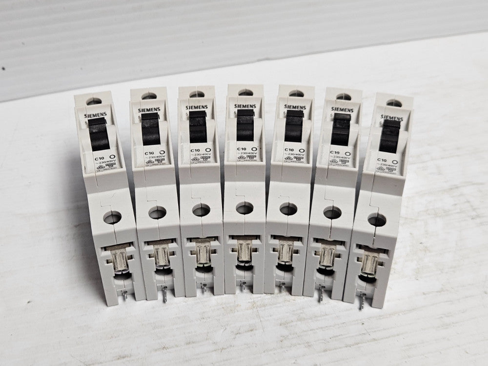 Lot of 7 Siemens Circuit Breaker 5SX21 C10 10 A Amp 1P 1 Pole 230/400V - USED
