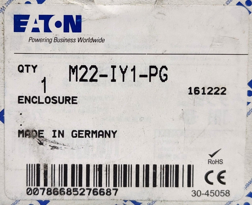 EATON CUTLER HAMMER M22 IY1 PG Yellow Pushbutton Enclosure Surface Mount 22mm