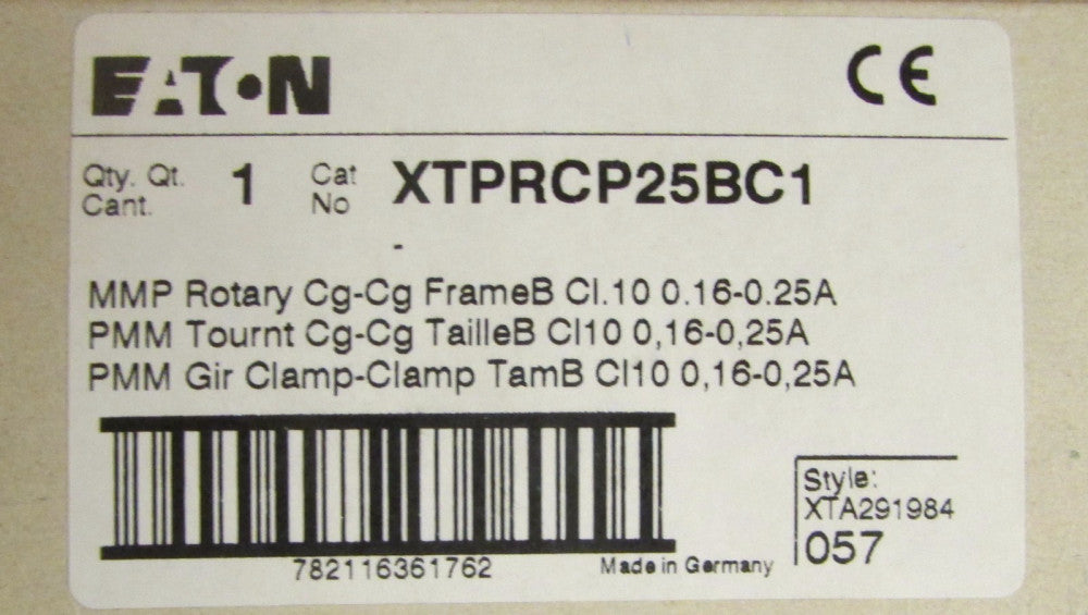 EATON XTPRCP25BC1 Manual Motor Controller Protector .16-.25 Amp 