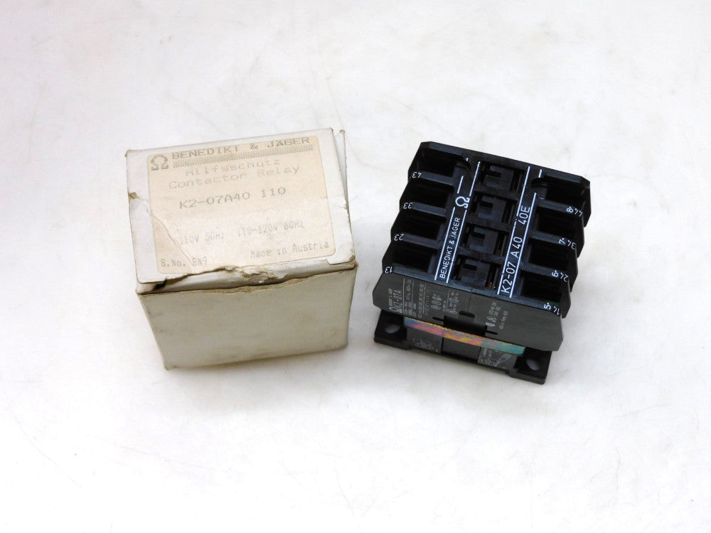 Benedikt & Jager K2-07A40 110 Contact Relay 110-120V 60Hz