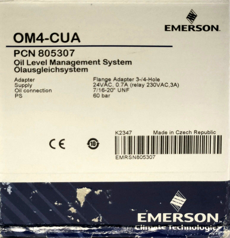 EMERSON OM4 CUA PCN 805307 Oil Lever Manage System 24 VAC 230 VAC Relay Flange
