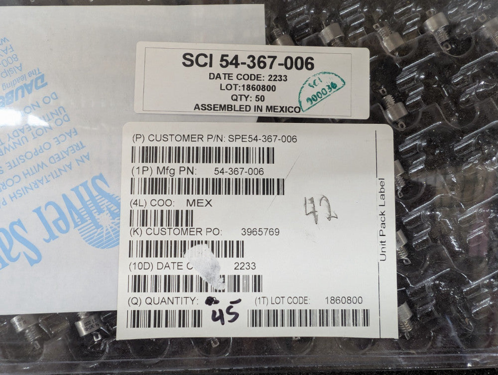 New, Spectrum Control, 54-367-006, EMI Feedthrough Filters 15A .25uF 1/4-28