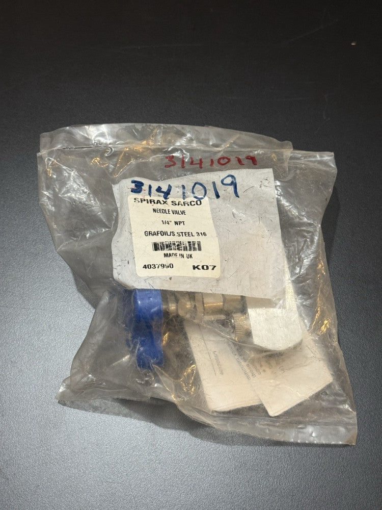 Spirax Sacro 4037990 Needle Valve Stainless Steel 316 - 1/4” NPT - New