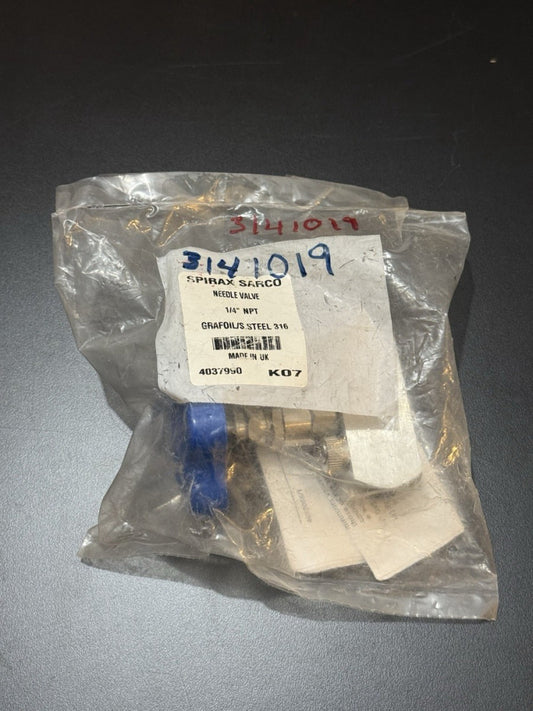 Spirax Sacro 4037990 Needle Valve Stainless Steel 316 - 1/4” NPT - New