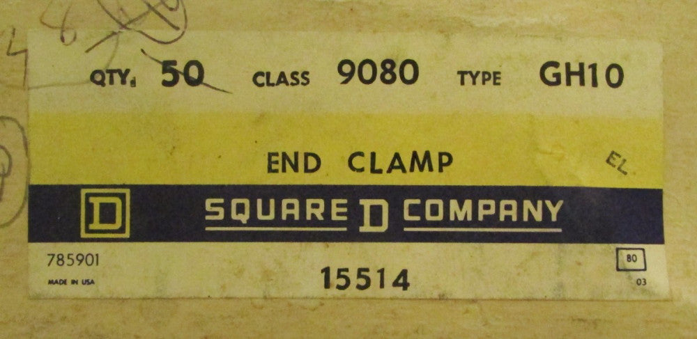 SQUARE D 9080 GH10 Terminal Block End Barrier Clamp *BOX OF 20*