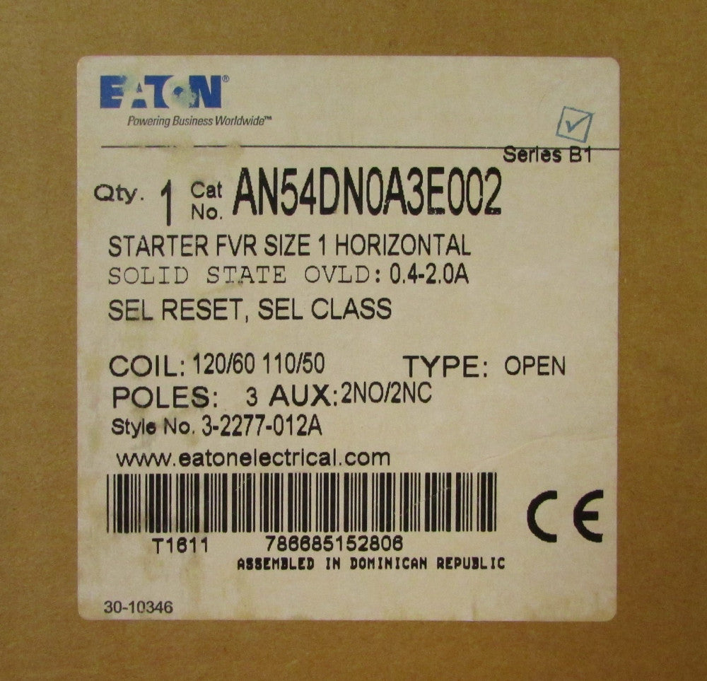EATON CUTLER HAMMER AN54DN0A3E002 Size 1 Horizontal Reversing Starter AN54DN0