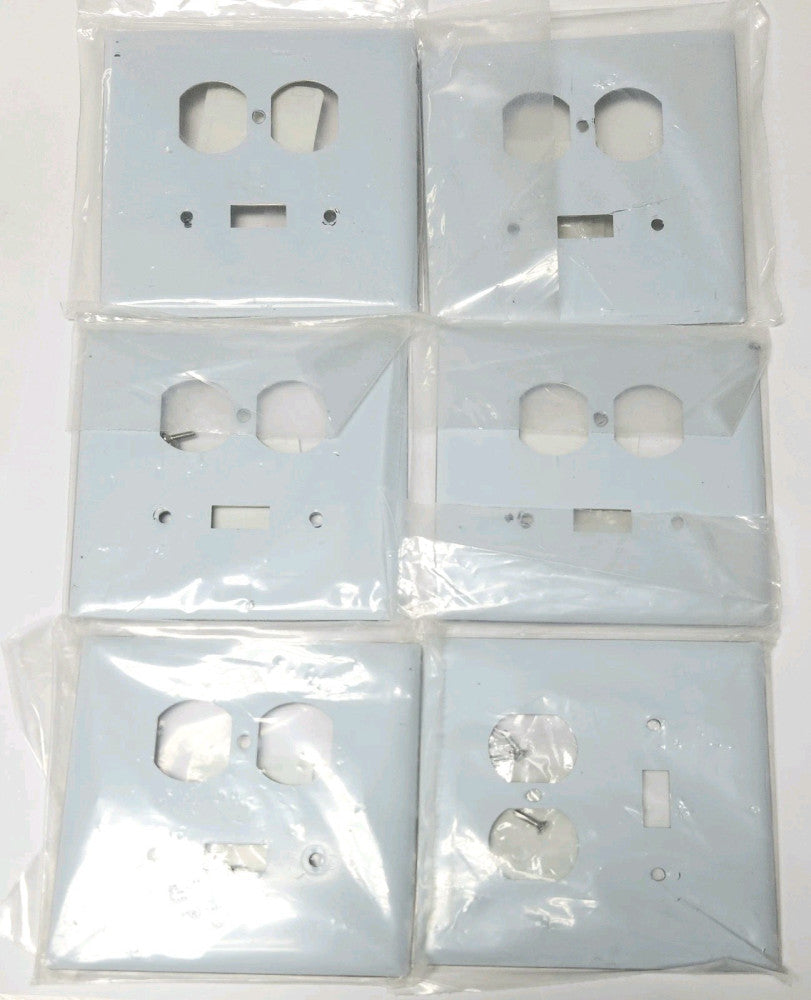 LOT OF 6 HUBBELL SSJ18 Stainless Steel Jumbo Wall Plate Type 302 304 2 Gang 1 To