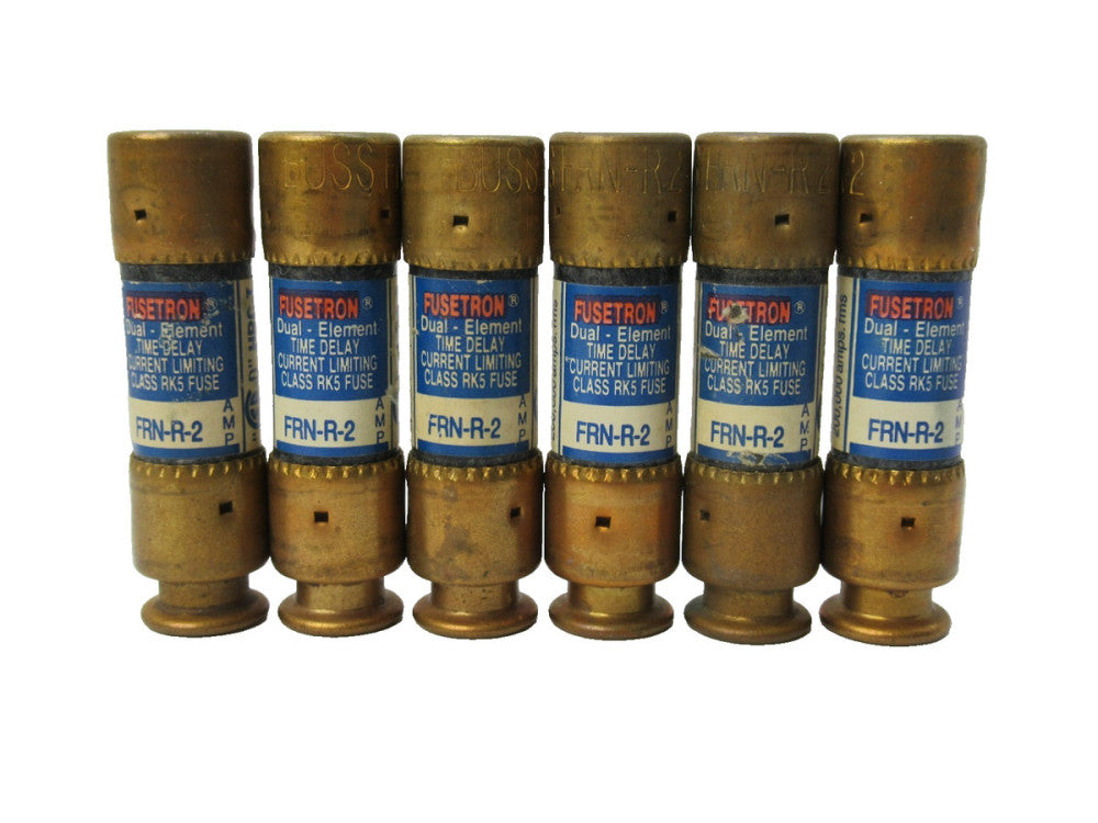 (NEW - Lot of 6) FUSETRON FRN-R-2 , FRNR2 2 A Amp Time Delay Fuse