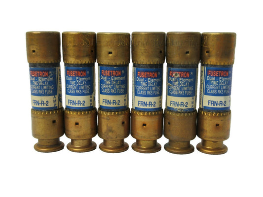 (NEW - Lot of 6) FUSETRON FRN-R-2 , FRNR2 2 A Amp Time Delay Fuse