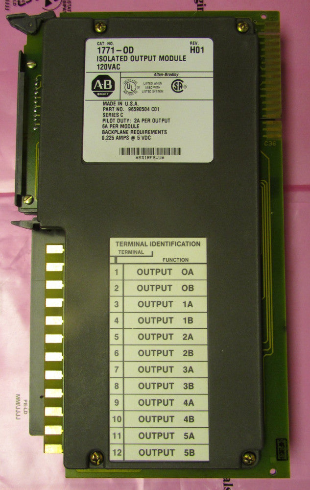 ALLEN BRADLEY 1771 0D Rev H01 Isolated Output Module 1771 OD 