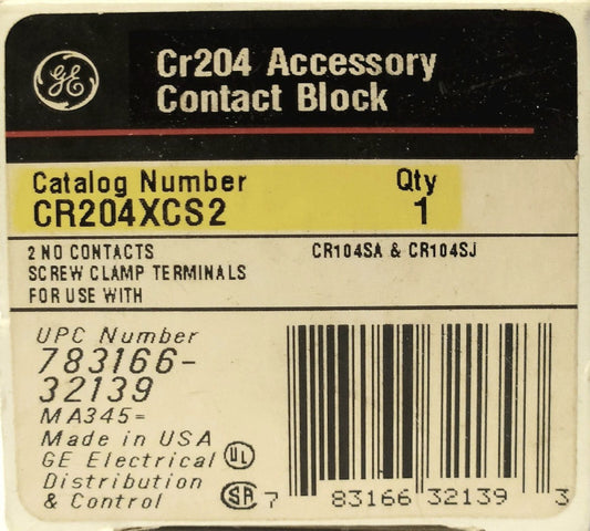 GENERAL ELECTRIC CR204XCS2 Pushbutton Contact Block 2 NO CR204 Series
